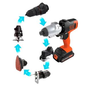 Jogo Ferramenta 6 Cabeçotes Intercambiáveis MTX20K6A-BR 20V - Black+Decker